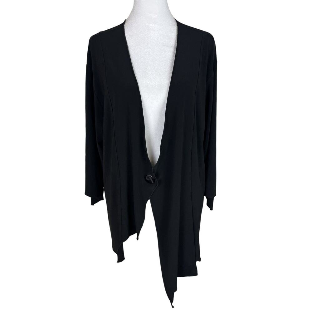 Sympli The Best Black Button Cardigan Lagenlook Minimalist Capsule Size 14